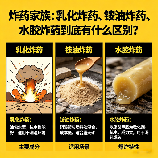 新泰炸药家族：乳化炸药、铵油炸药、水胶炸药到底有什么区别？